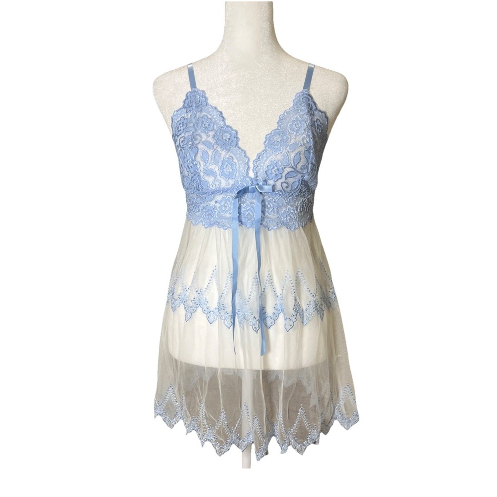 Cinema Etoile Lace Cami Top Babydoll Slip Sheer Lingerie Coquette Fairy Y2K Sz M